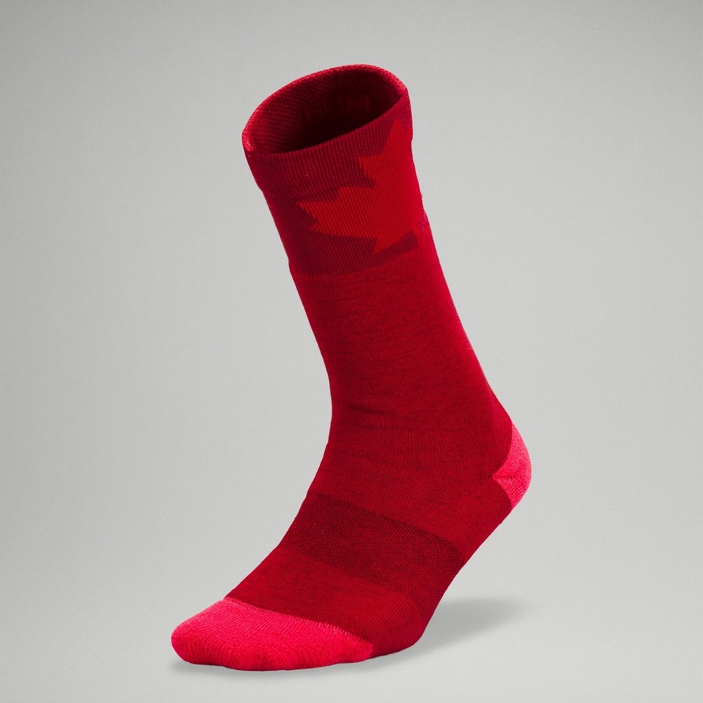 Lululemon team Canada women’s daily stride crew boot sock maple sport red